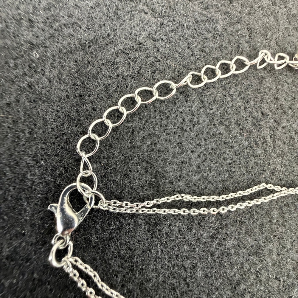 Liquid Silver Long 6 Strand Chain Layered Necklace Silver Tone 17in Minimalist - Picture 8 of 9